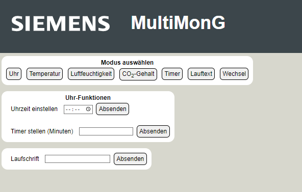 Bedienhomepage des MultiMonG